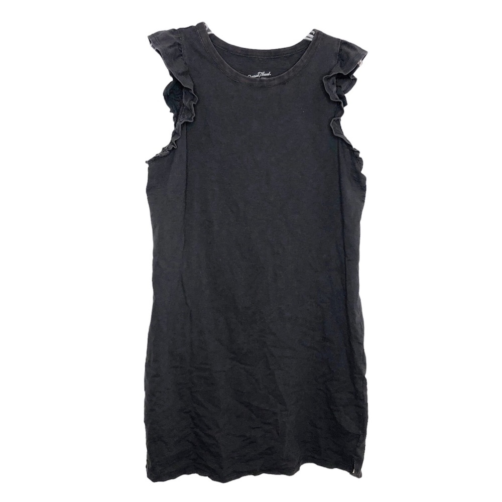 Universal Thread Ruffle Sleeve Tank Dress High Neck Charcoal Gray Size XL